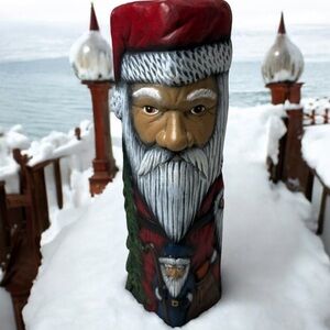 Vintage Christmas Santa Mantel Decor By Hermitage Pottery Match Holder Ceramic